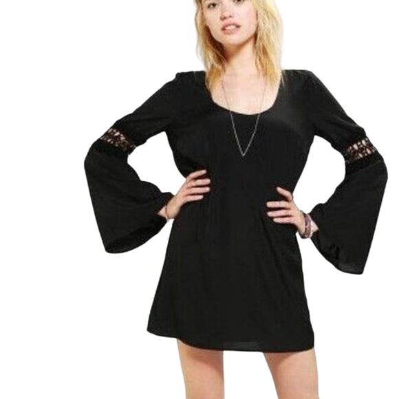 STONE COLD FOX Small Black Ninas Mini Dress Bell sleeve - Picture 1 of 8